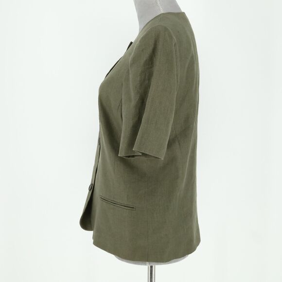Liz Claiborne Jacket Womens 10 Linen Green Lined Pockets Office Career Vintage - Picture 13 of 13